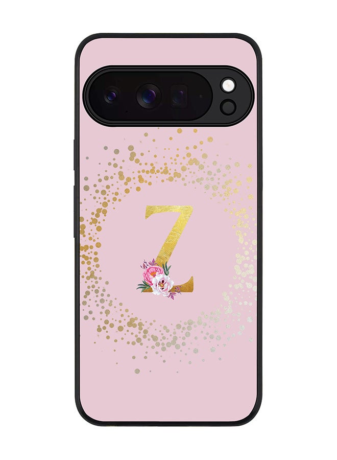 For Google Pixel 10 Pro XL Case,Slim fit Camera Protection, Shockproof Thin Phone cover  - Custom Monogram Floral - Z  (Pink )
